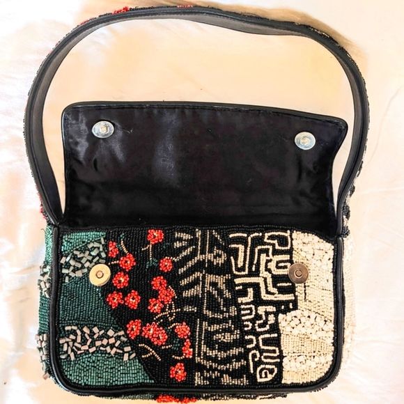 Staud Black Patchwork Muti-pattern Tommy Beaded Bag - Picture 10 of 15